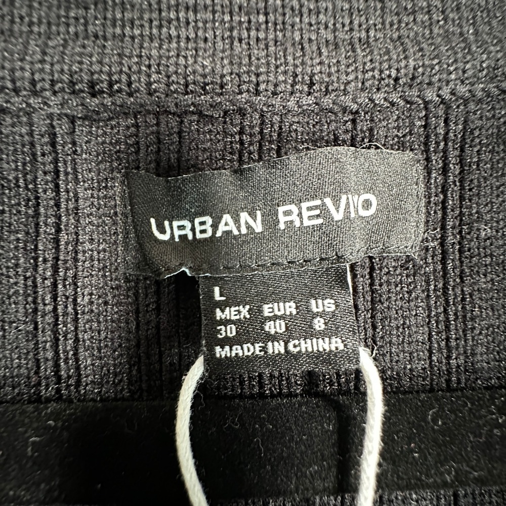 Urban Revivo Cardigan Women L Black Gold Button Ribbed Knit Collared Sweater NEW - Picture 4 of 10